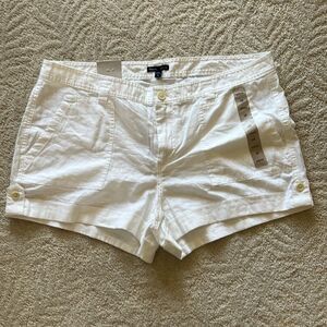 NWT Gap Aubrey Women's White Shorts In Optic White Linen Cotton Blend Sz 16